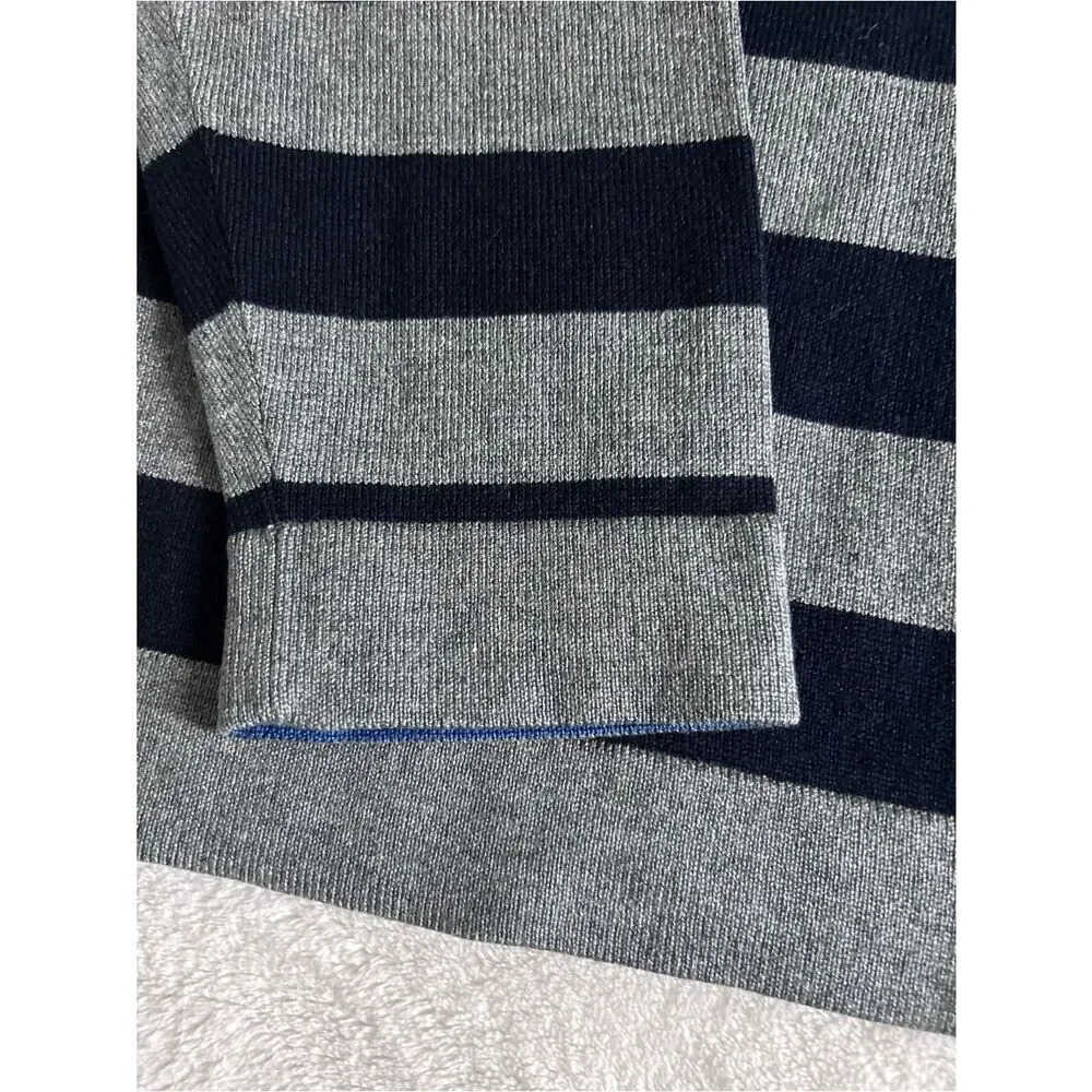 Banana Republic Luxury Blend Navy & Gray Striped Sweater Cashmere Silk XL Mens